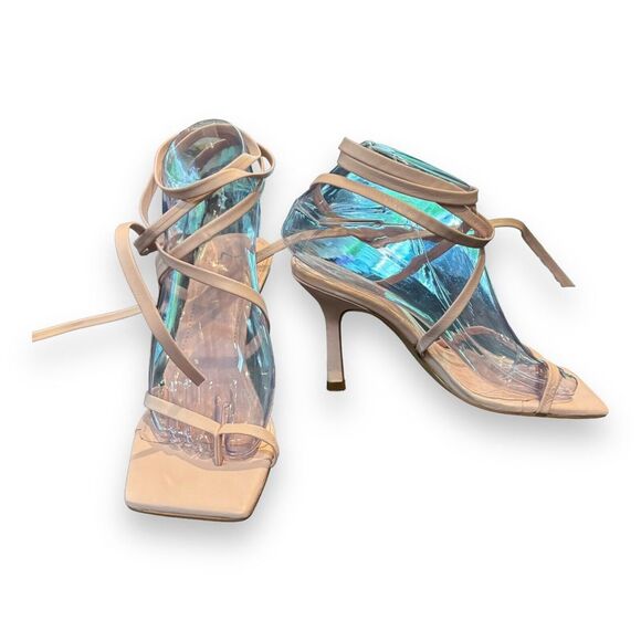 MARC FISHER Womens Beige Dominic Square Toe Stiletto Leather Thong Sandals 6M - Picture 6 of 8